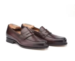 Shoes Bexley Loafers | Chocolate Leather Men'S Penny Loafers Wembley Classic Patina Chocolate